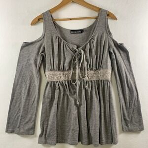 Mooncolour Womens Milkmaid Corset Tunic Top Size‎ L Gray Renaissance Romantic